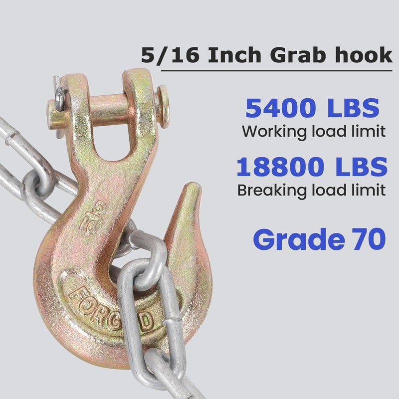 ALISWAT 8 Pack 5/16" Clevis Grab Hooks, Grade 70 Forged Steel Chain Hook for 5/16 Inch Tow Chain, Heavy Duty Tow Hook 5400 Lbs Working Load Limit for Trailer Truck Transport - Image 5